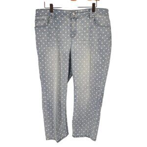 Chicos 2 platinum Polka Dot Light Wash Cropped Denim Jeans Womens Size 12